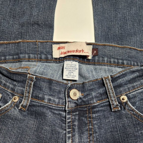 Angel Blue Jeans Story Bootcut Jeans Juniors Size 7 Blue Denim Jeans Stretch - Picture 2 of 6